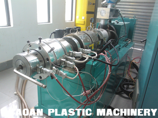 PVC Double Screw Extruder Plastic Water Pipe Making Machine , PVC Pipe Extrusion Line supplier