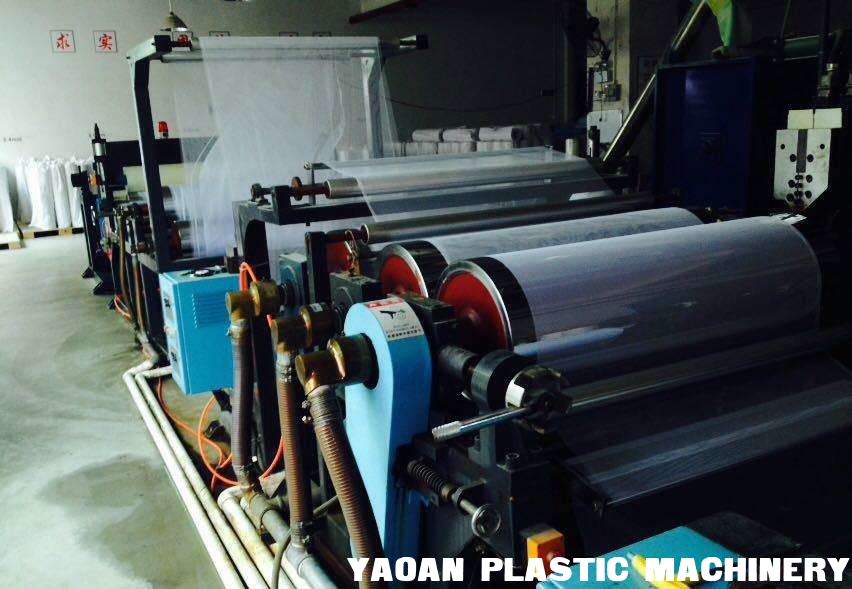 Toe Puff Sheet Extrusion Machine , TPU Fabric Mesh Coating Extrusion Machine For Shoe Material supplier