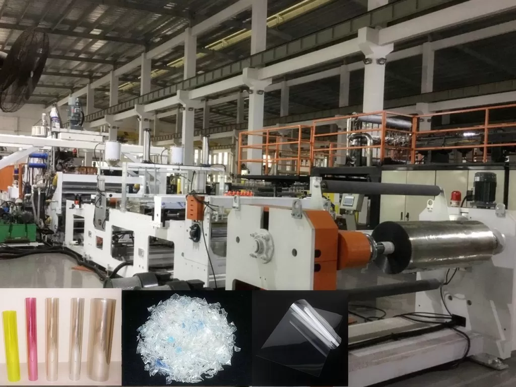 Twin Screw PET Sheet Extrusion Machine, Using Bottle Regrind Flakes As Raw Material, Dryer free supplier